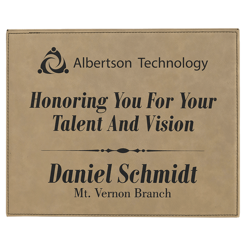 Light Brown 10 1/2" x 13" Laserable Leatherette Plaque