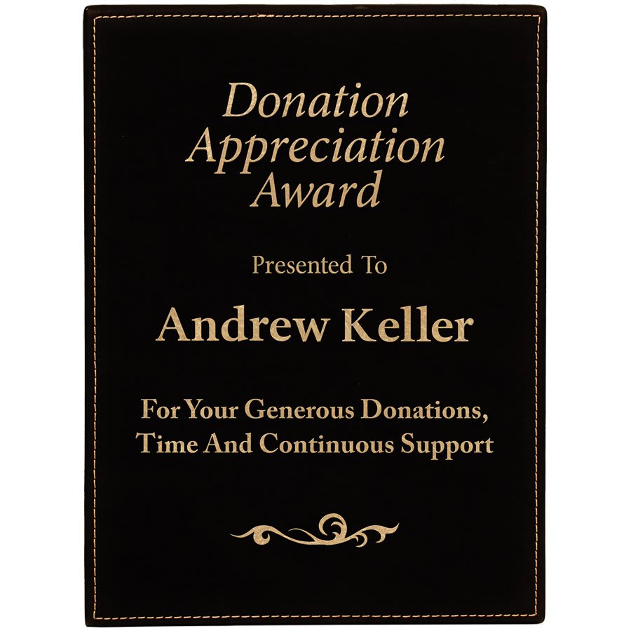 Black/Gold 9" x 12" Laserable Leatherette Plaque