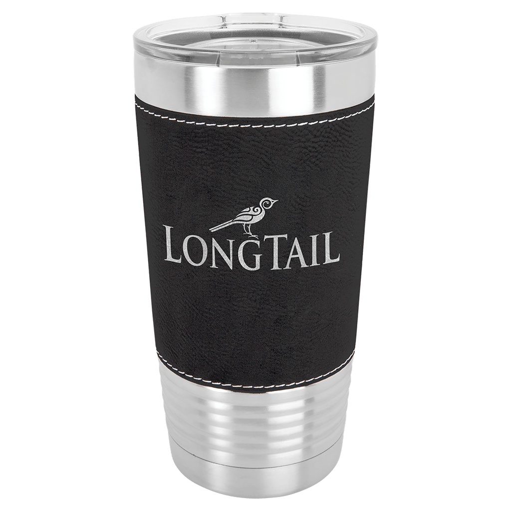 Black/Silver Polar Camel 20 oz. Leatherette Tumbler with Slider Lid
