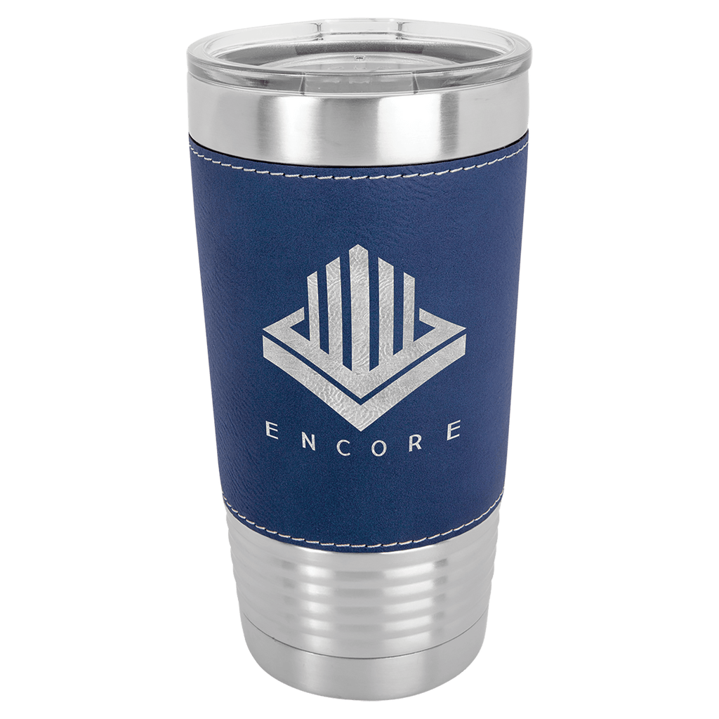 Blue/Silver Polar Camel 20 oz. Leatherette Tumbler with Slider Lid