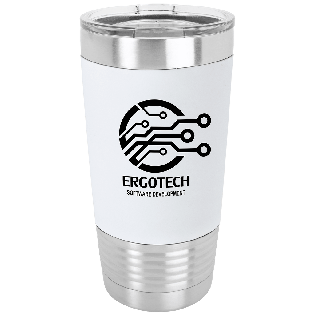 White/Black 20 oz. Polar Camel Tumbler with Silicone Grip and Clear Lid