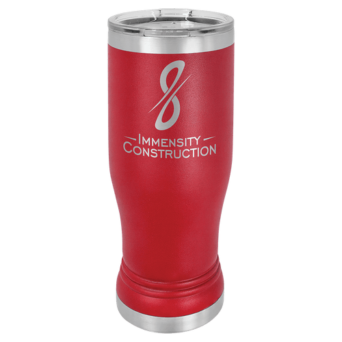 Red 14 oz. Polar Camel Pilsner with Clear Lid