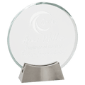 6 1/4" Round Platinum Glass with Full Metal Base