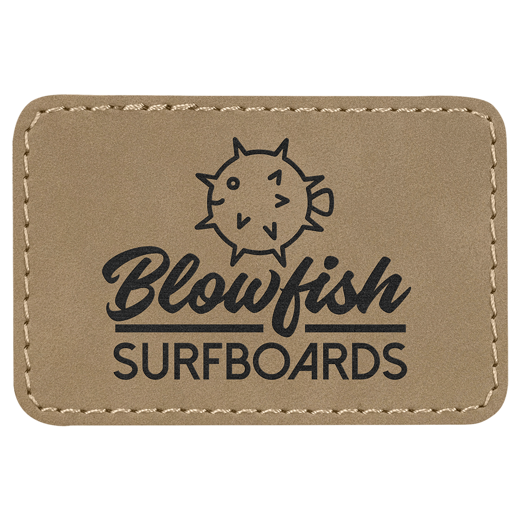 Light Brown 3" x 2" Rectangle Laserable Leatherette Patch with Adhesive