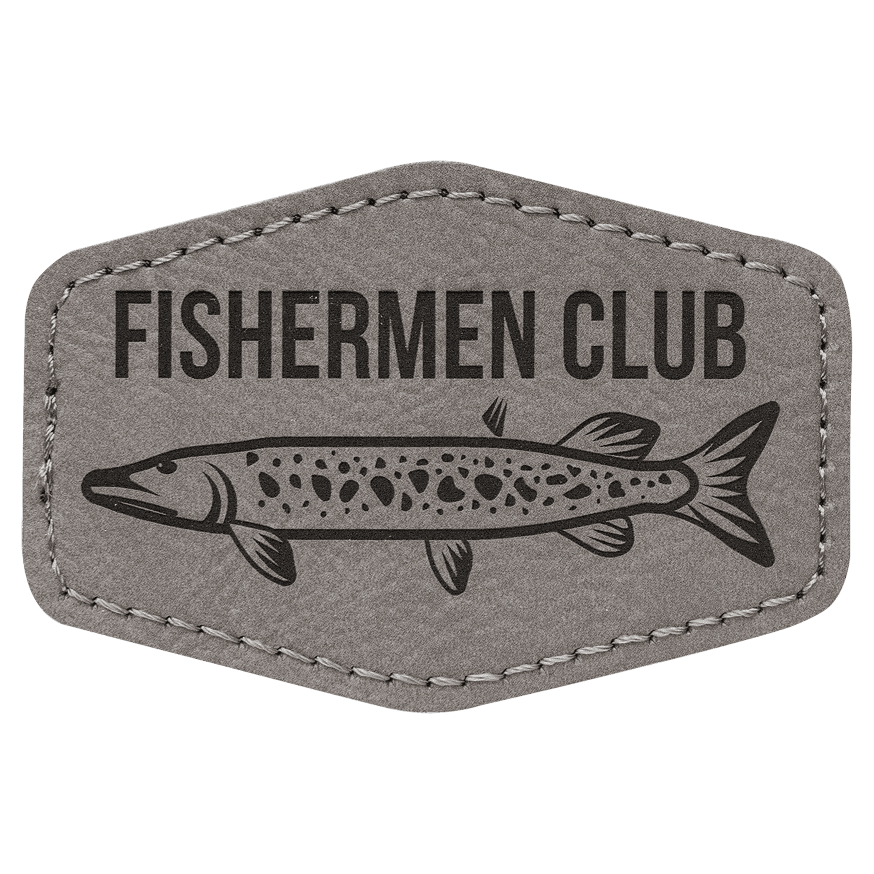 Gray 3" x 2" Hex Laserable Leatherette Patch with Adhesive