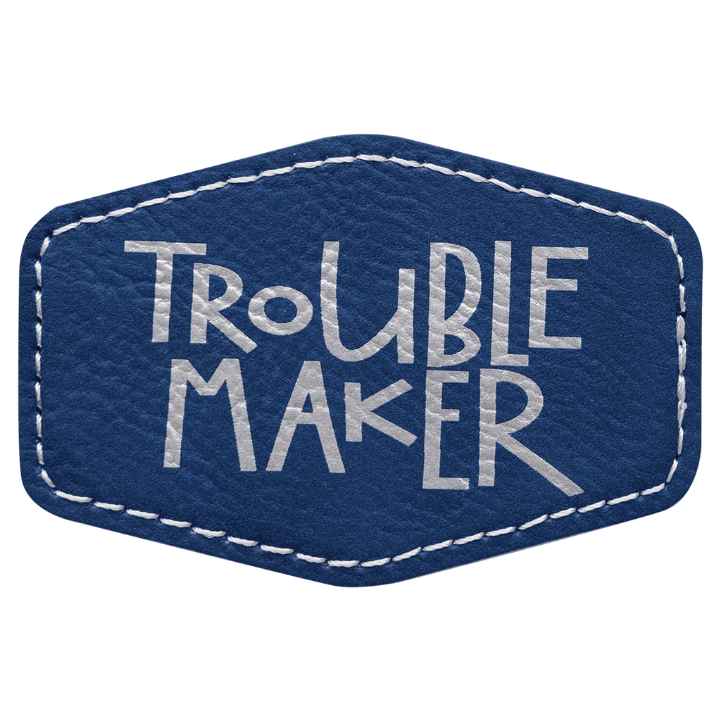 Blue/Silver 3" x 2" Hex Laserable Leatherette Patch with Adhesive