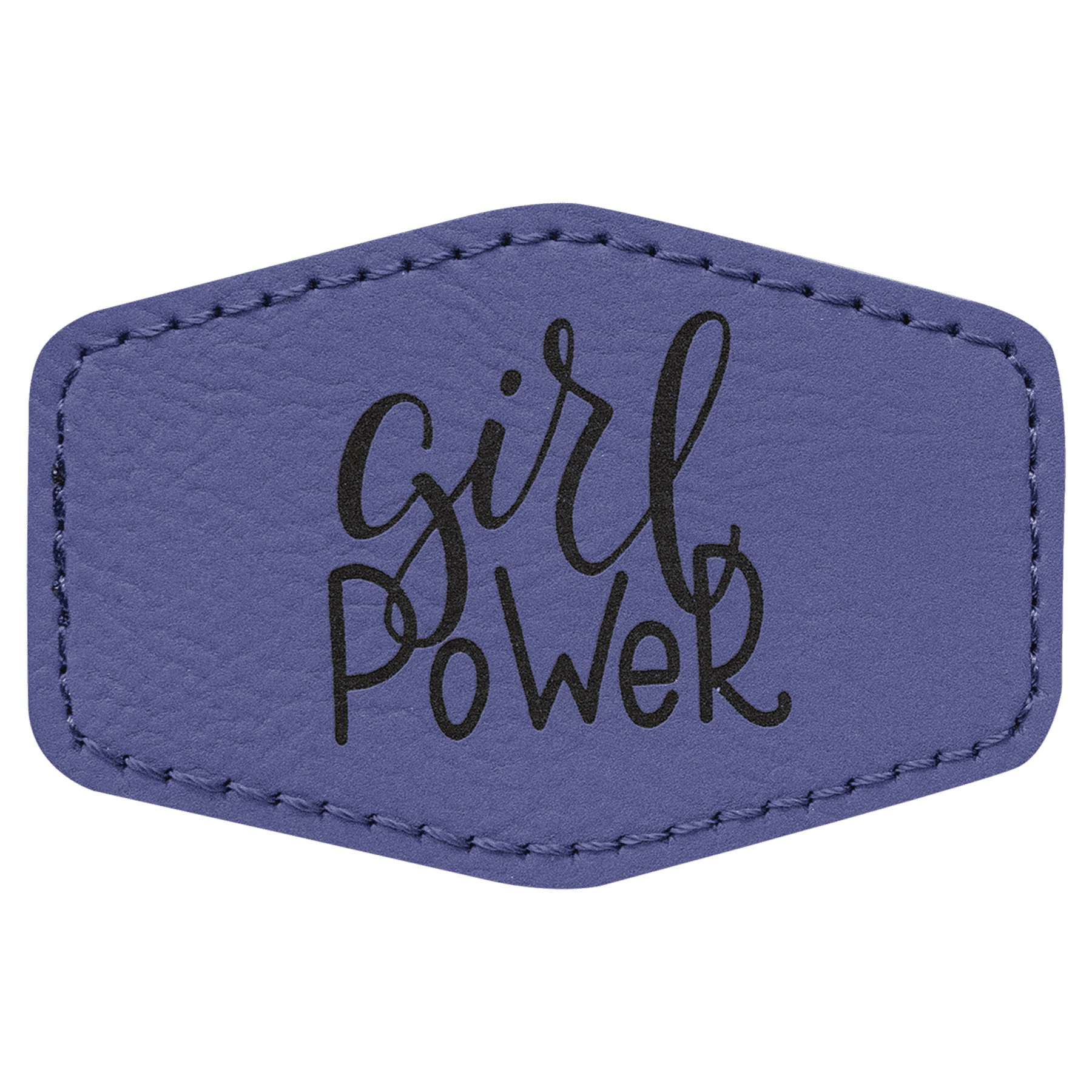 Purple 3" x 2" Hex Laserable Leatherette Patch with Adhesive