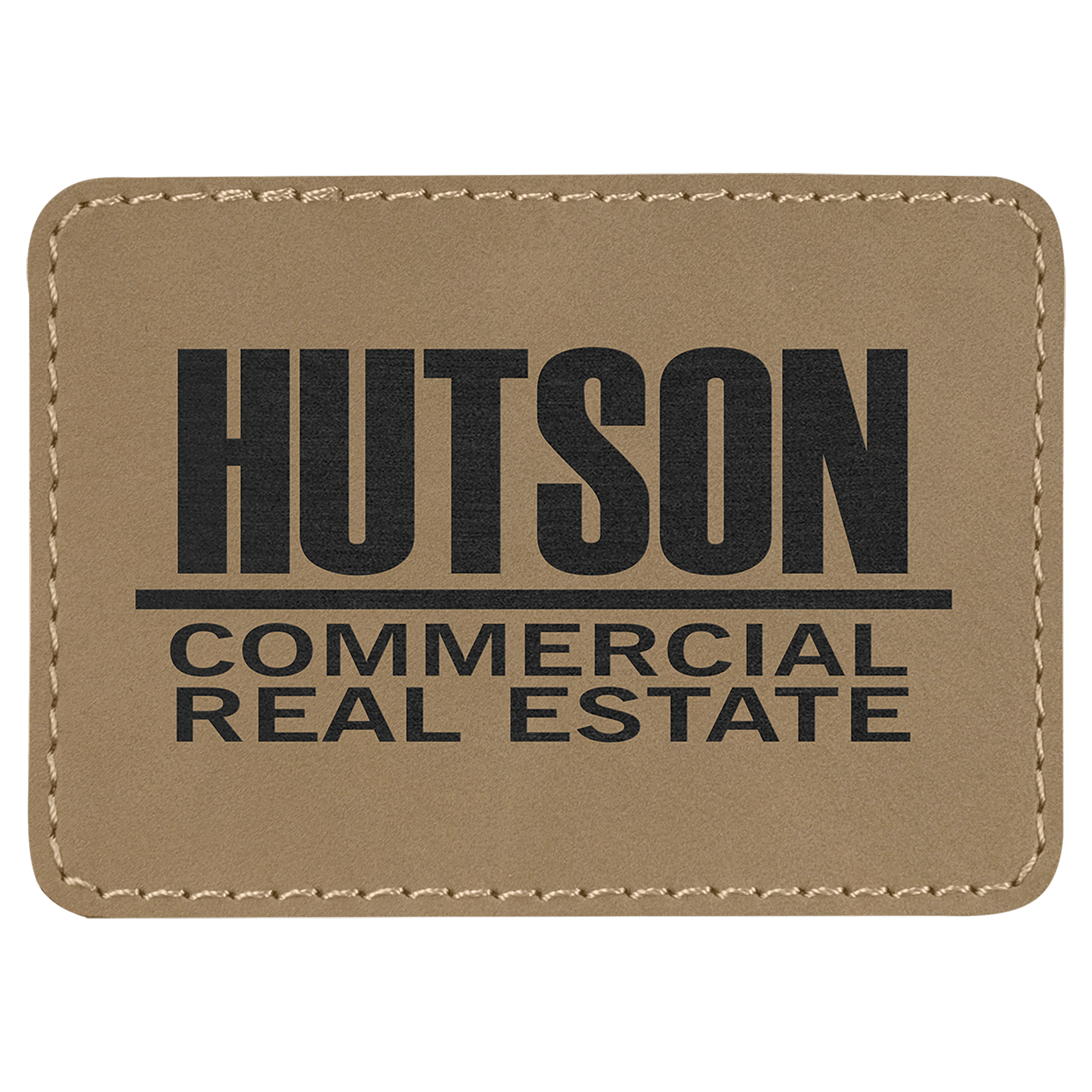 Light Brown 3 1/2" x 2 1/2" Rectangle Laserable Leatherette Patch with Adhesive