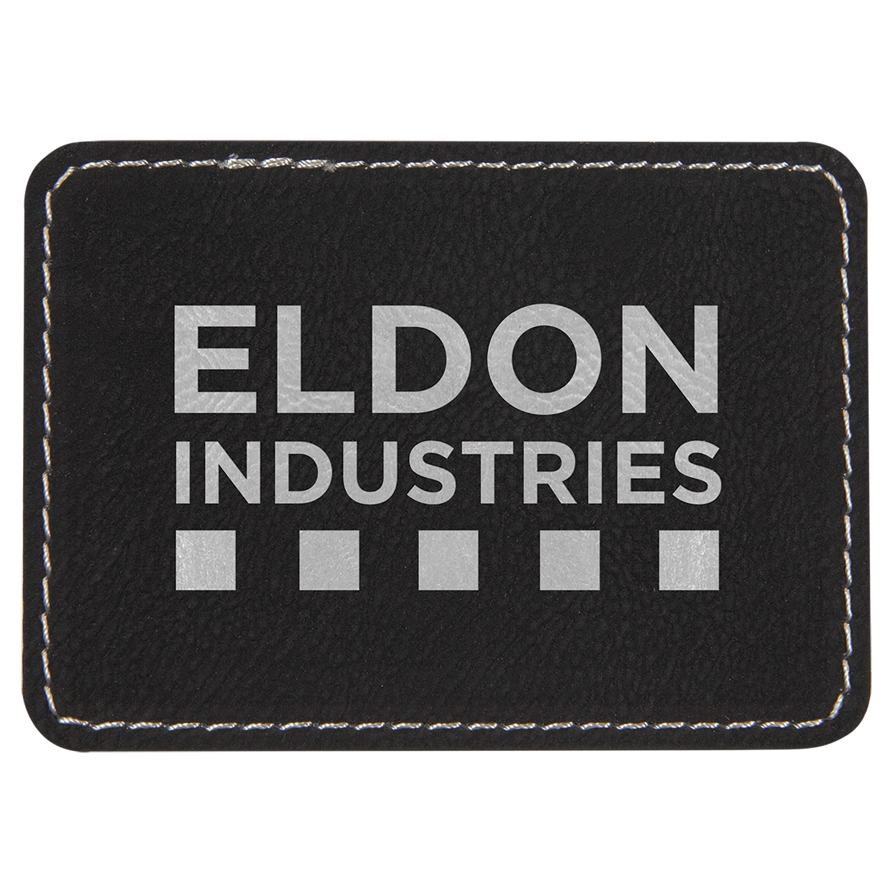 Black/Silver 3 1/2" x 2 1/2" Rectangle Laserable Leatherette Patch with Adhesive