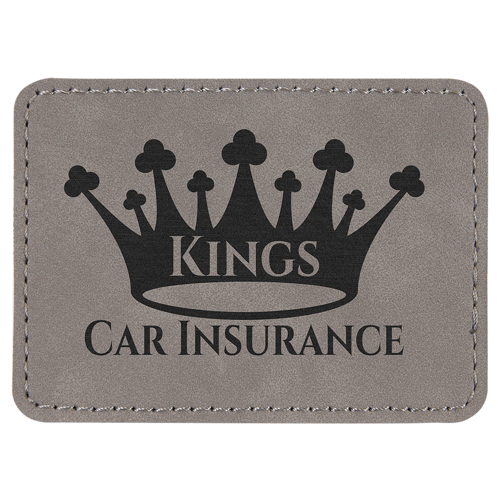 Gray 3 1/2" x 2 1/2" Rectangle Laserable Leatherette Patch with Adhesive