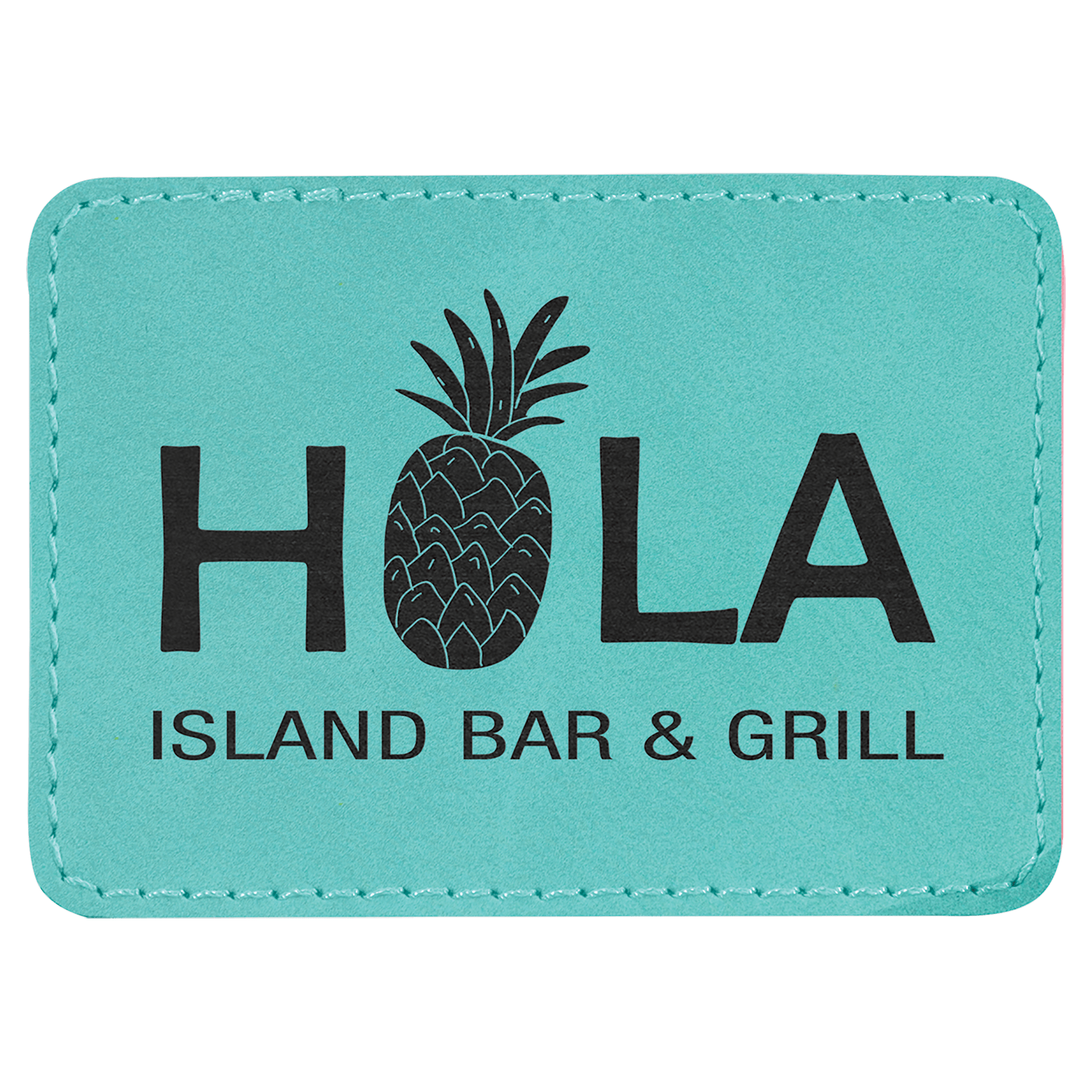 Teal 3 1/2" x 2 1/2" Rectangle Laserable Leatherette Patch with Adhesive