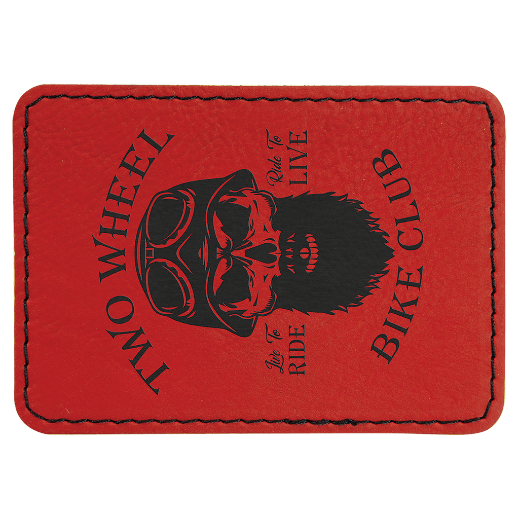 Red 3 1/2" x 2 1/2" Rectangle Laserable Leatherette Patch with Adhesive