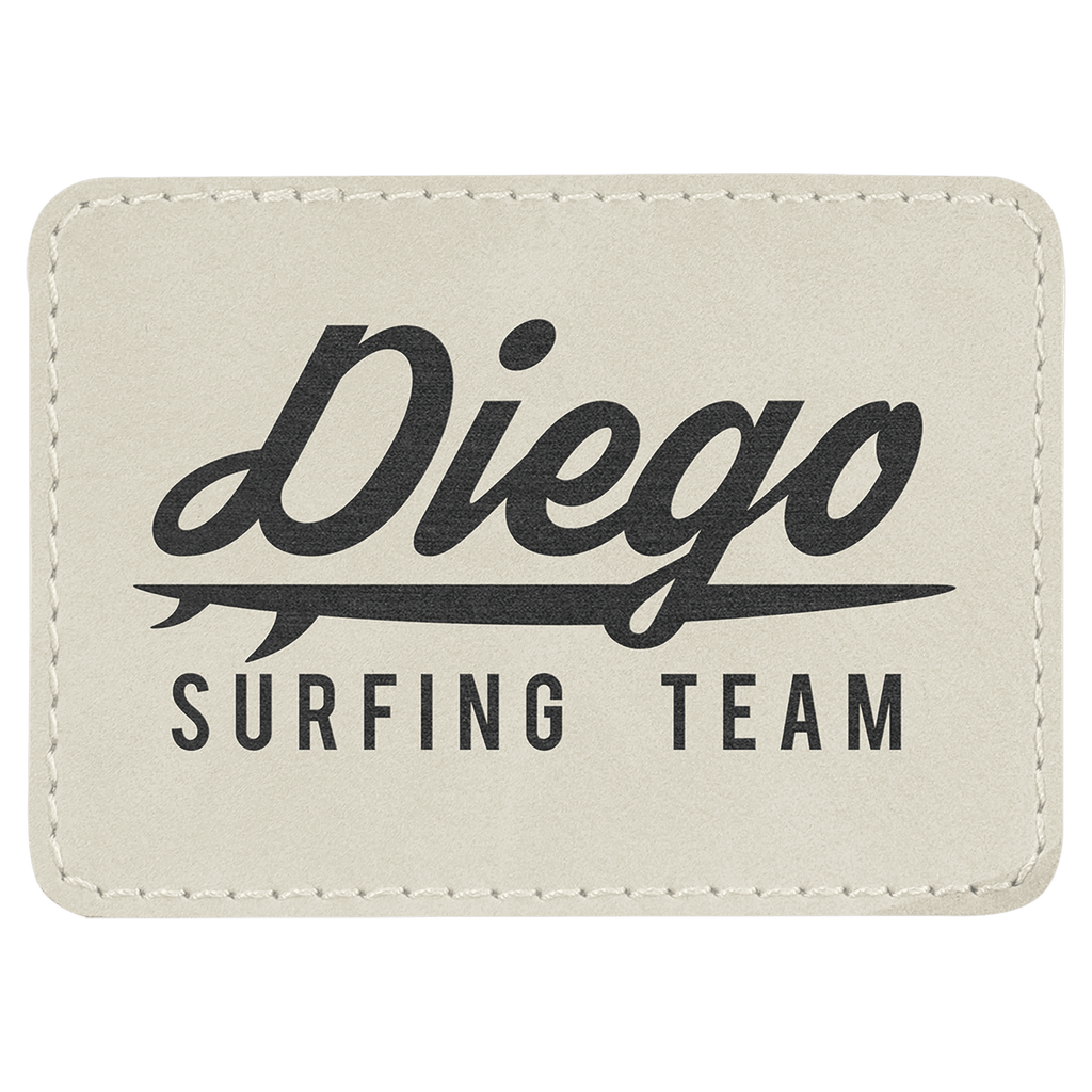 White 3 1/2" x 2 1/2" Rectangle Laserable Leatherette Patch with Adhesive