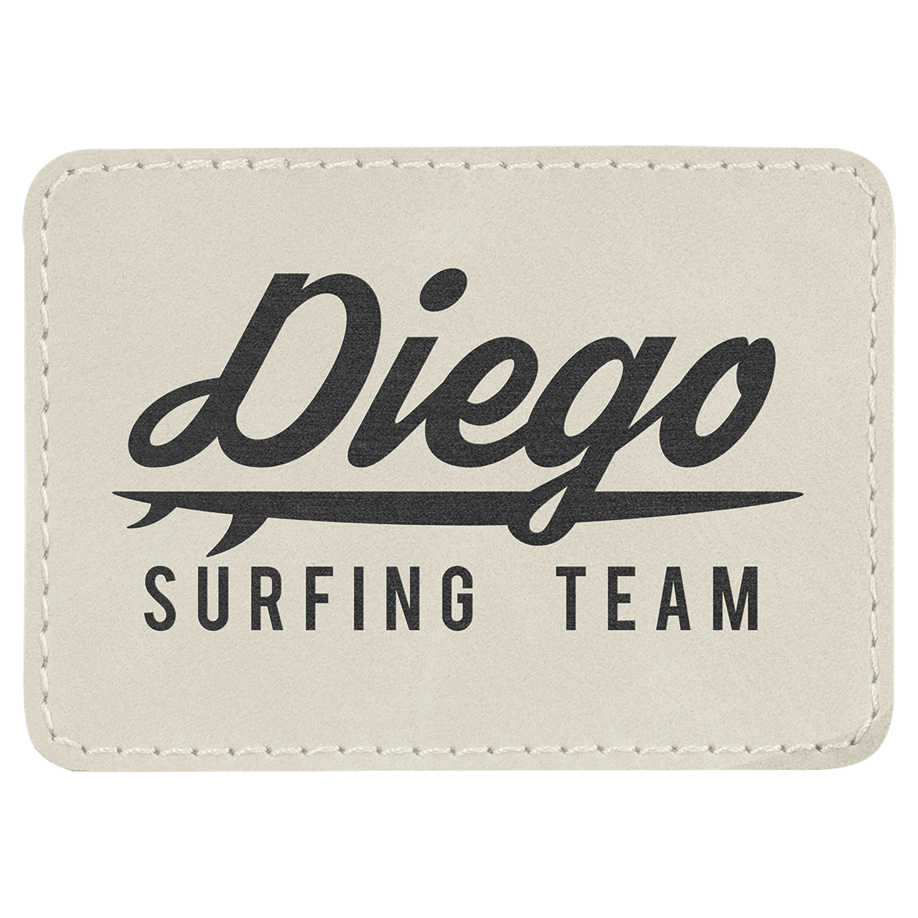 White 3 1/2" x 2 1/2" Rectangle Laserable Leatherette Patch with Adhesive