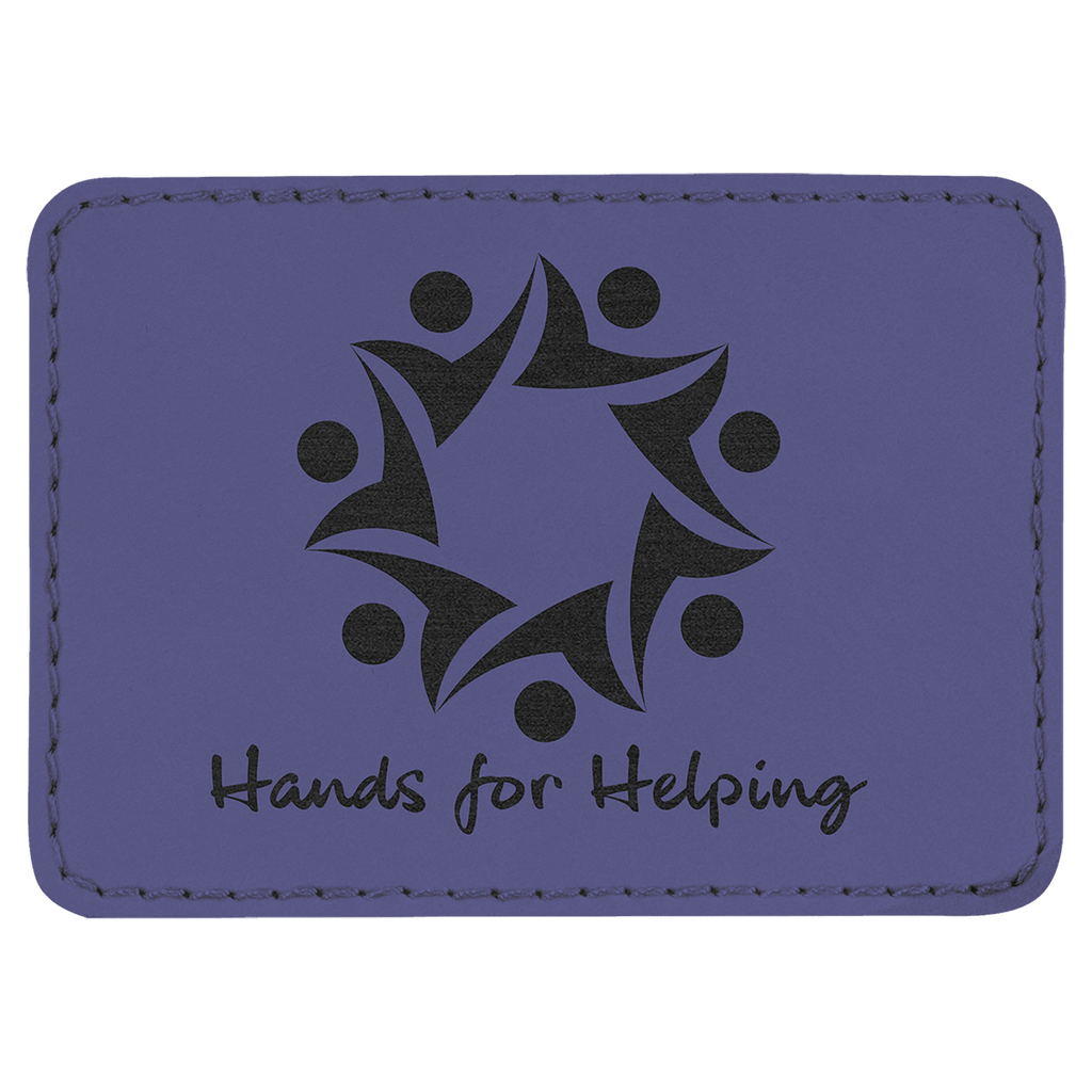 Purple 3 1/2" x 2 1/2" Rectangle Laserable Leatherette Patch with Adhesive