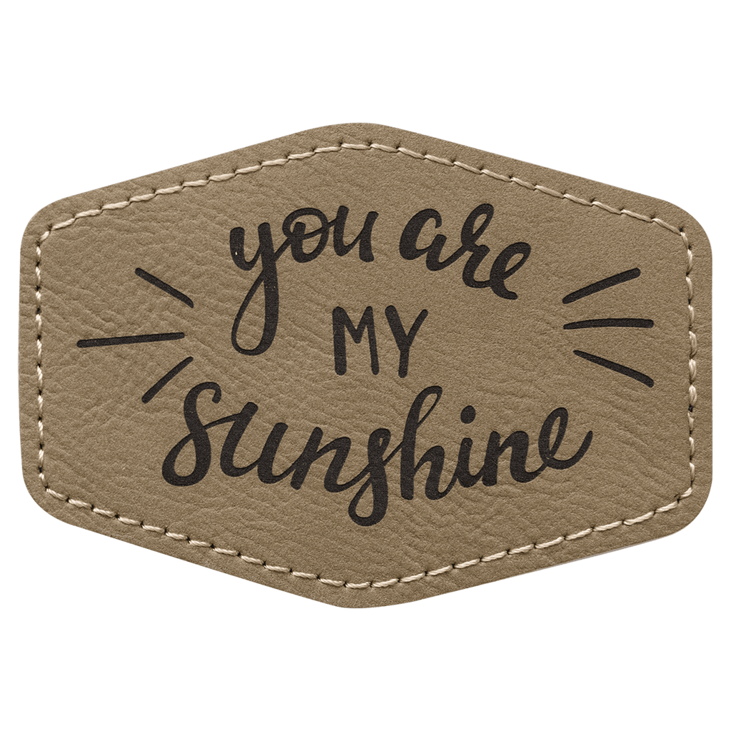 Light Brown 3 1/2" x 2 1/2" Hex Laserable Leatherette Patch with Adhesive