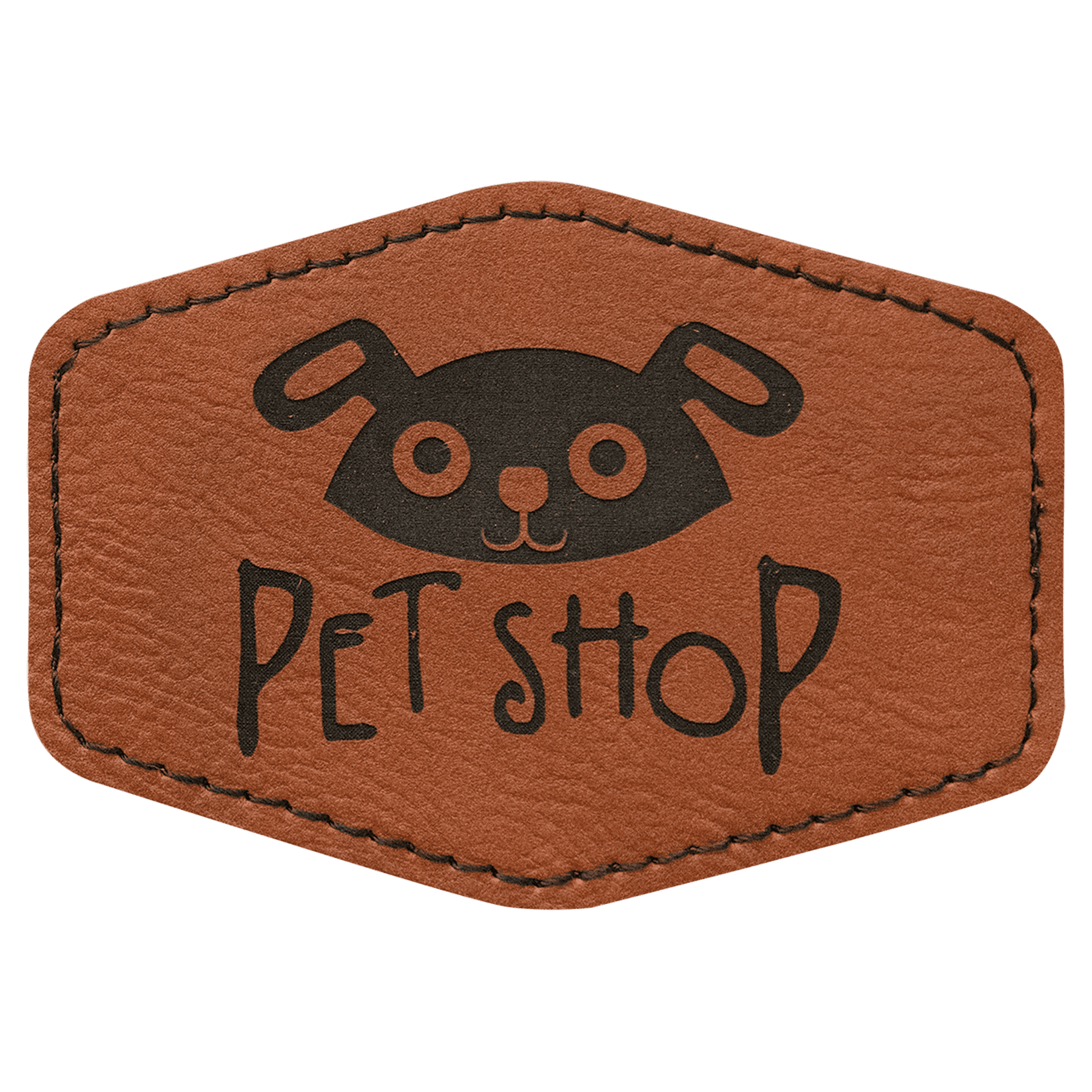 Rawhide 3 1/2" x 2 1/2" Hex Laserable Leatherette Patch with Adhesive