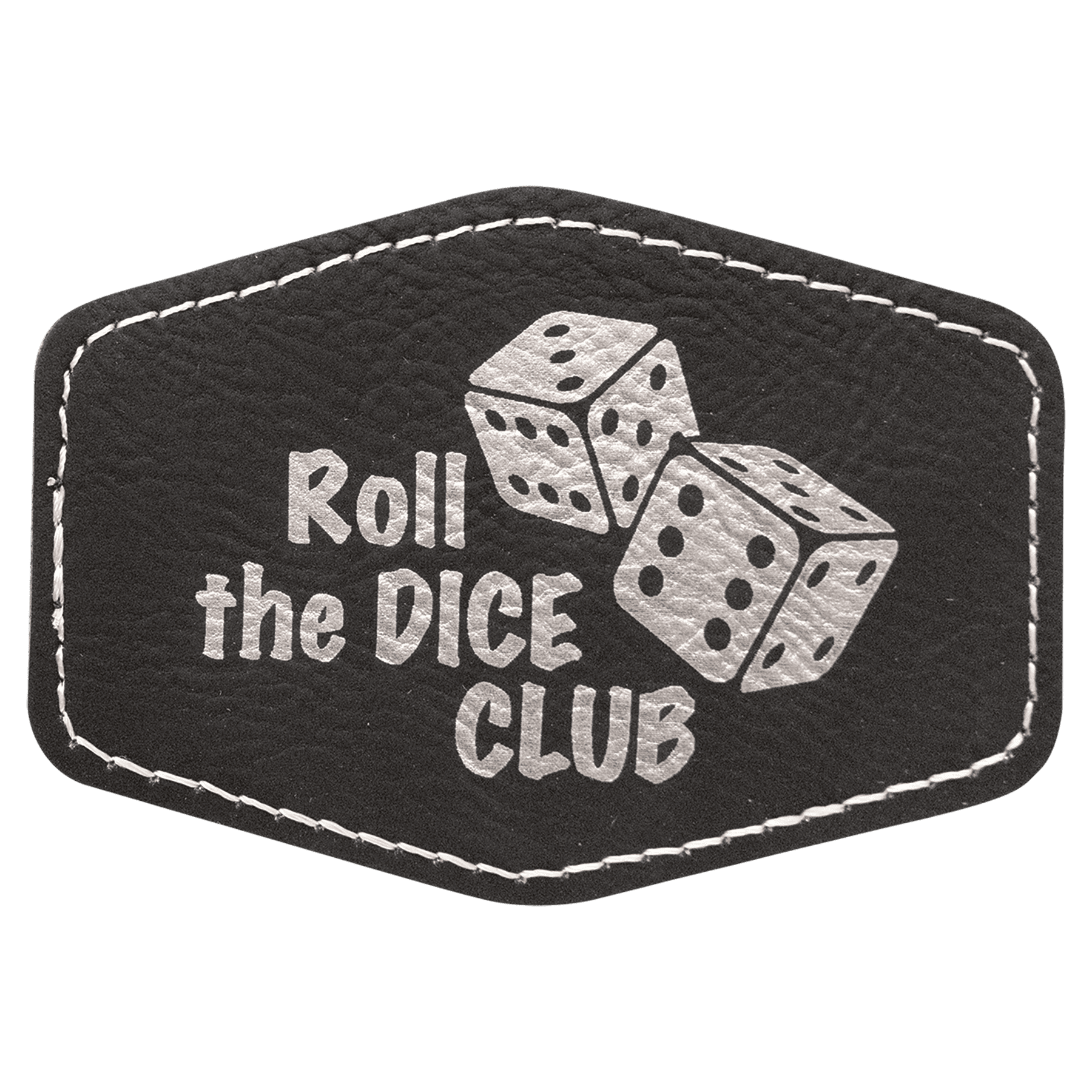 Black/Silver 3 1/2" x 2 1/2" Hex Laserable Leatherette Patch with Adhesive