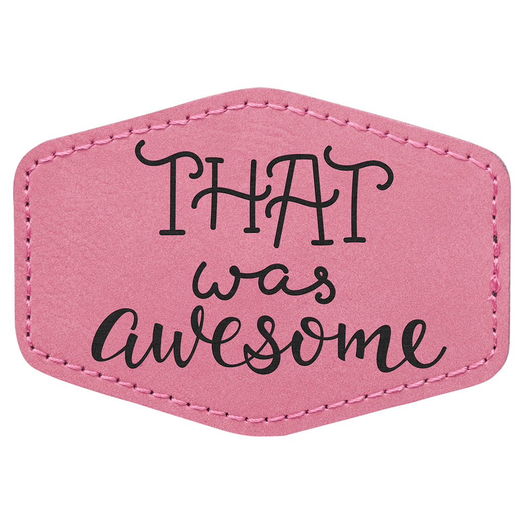 Pink 3 1/2" x 2 1/2" Hex Laserable Leatherette Patch with Adhesive