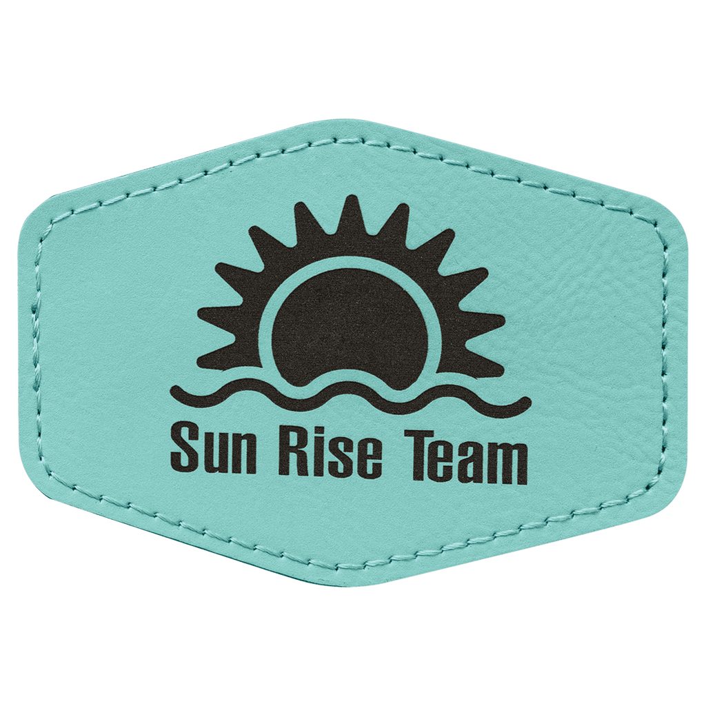 Teal 3 1/2" x 2 1/2" Hex Laserable Leatherette Patch with Adhesive