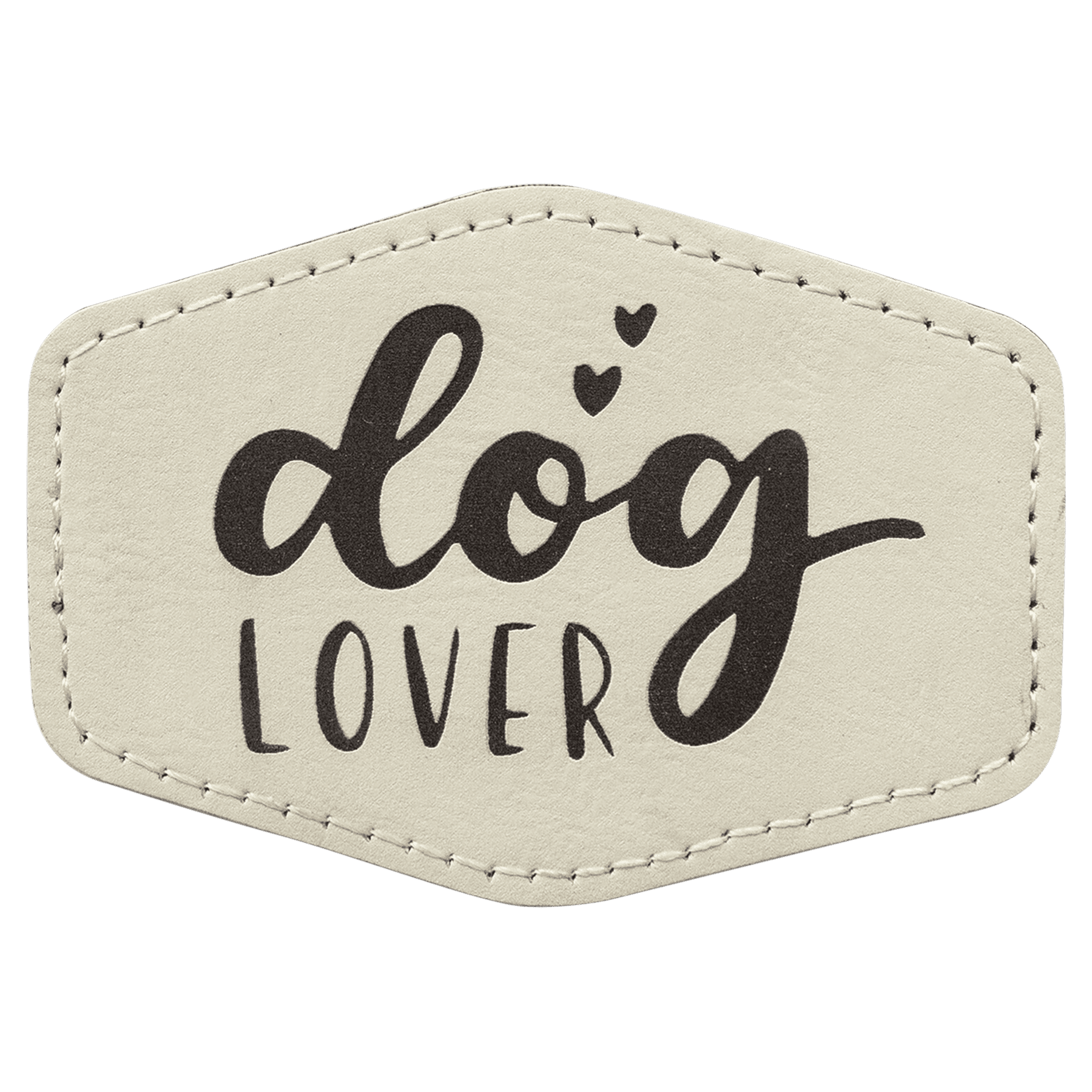 White 3 1/2" x 2 1/2" Hex Laserable Leatherette Patch with Adhesive