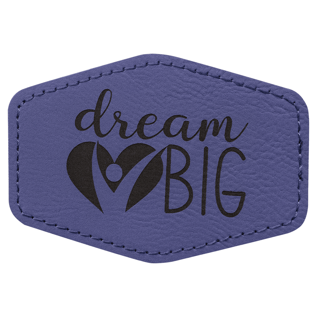 Purple 3 1/2" x 2 1/2" Hex Laserable Leatherette Patch with Adhesive