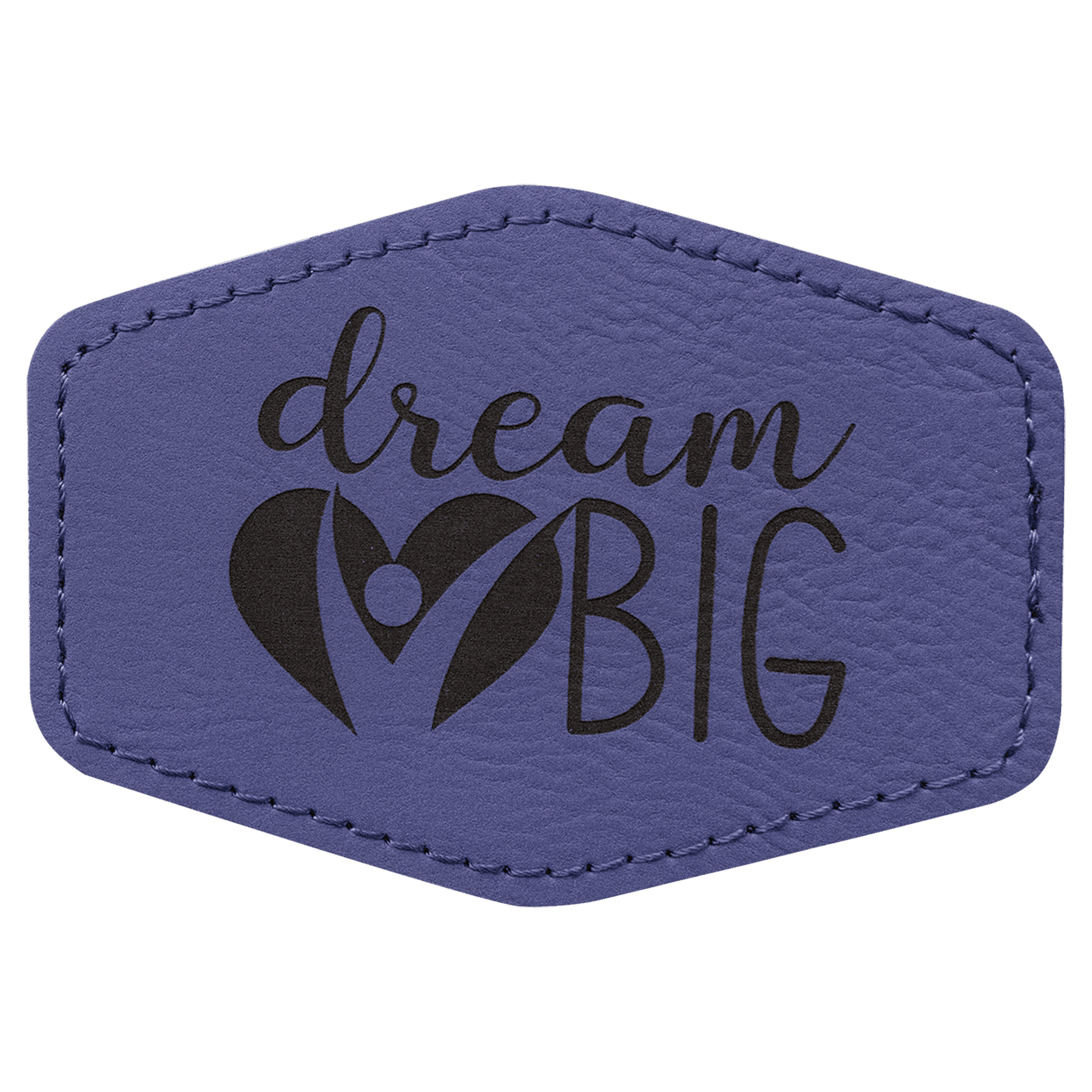 Purple 3 1/2" x 2 1/2" Hex Laserable Leatherette Patch with Adhesive