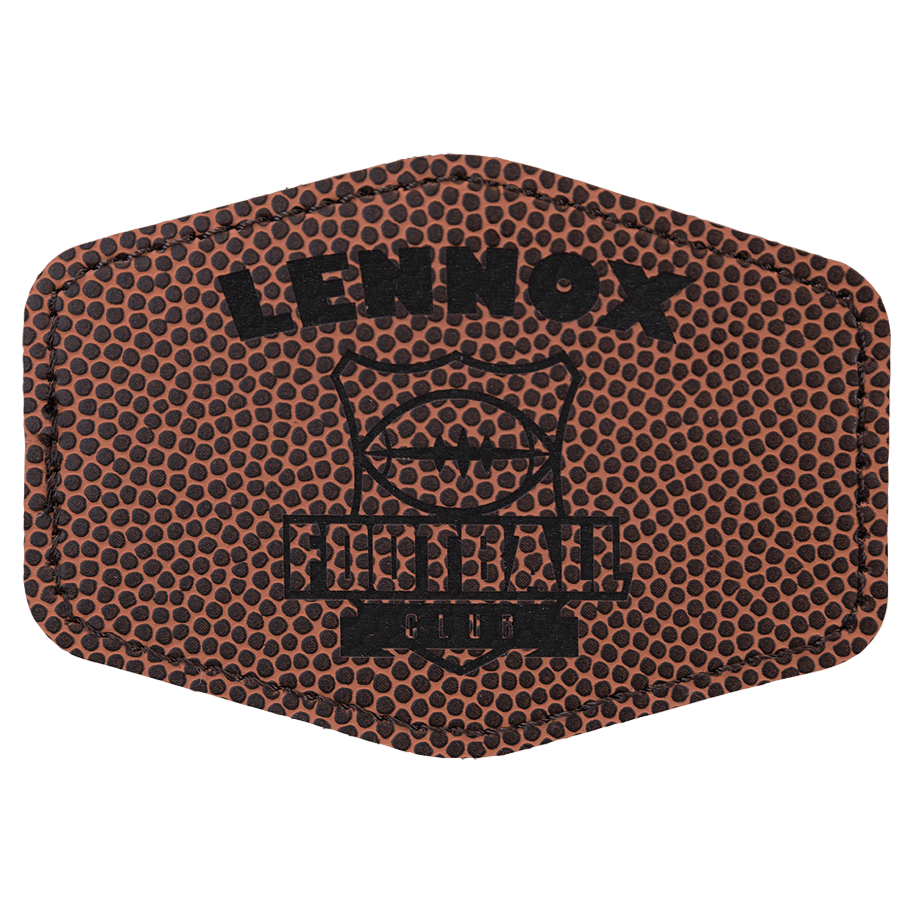 3 1/2" x 2 1/2" Hex Football Laserable Leatherette Patch with Adhesive
