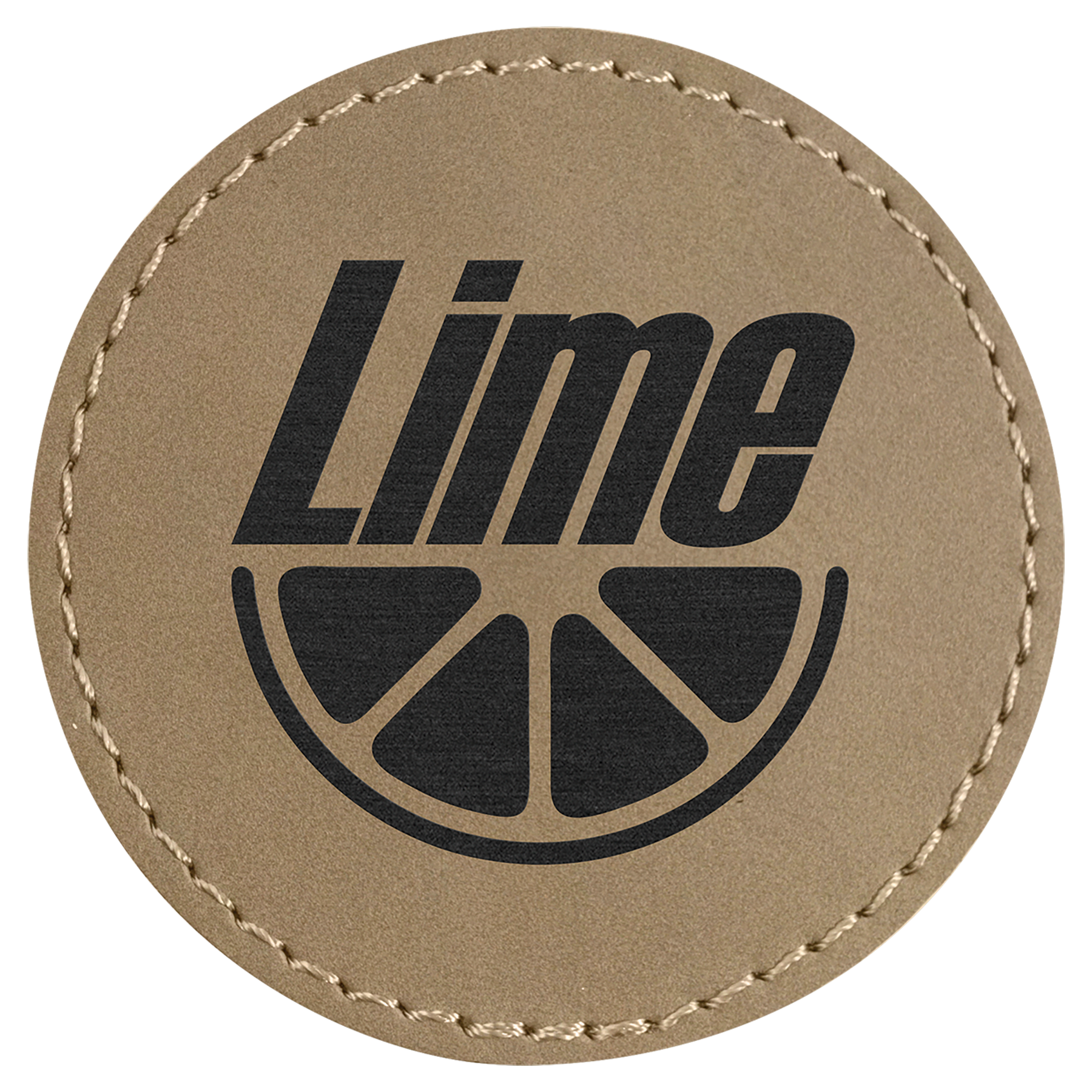 Light Brown 2 1/2" Round Laserable Leatherette Patch with Adhesive