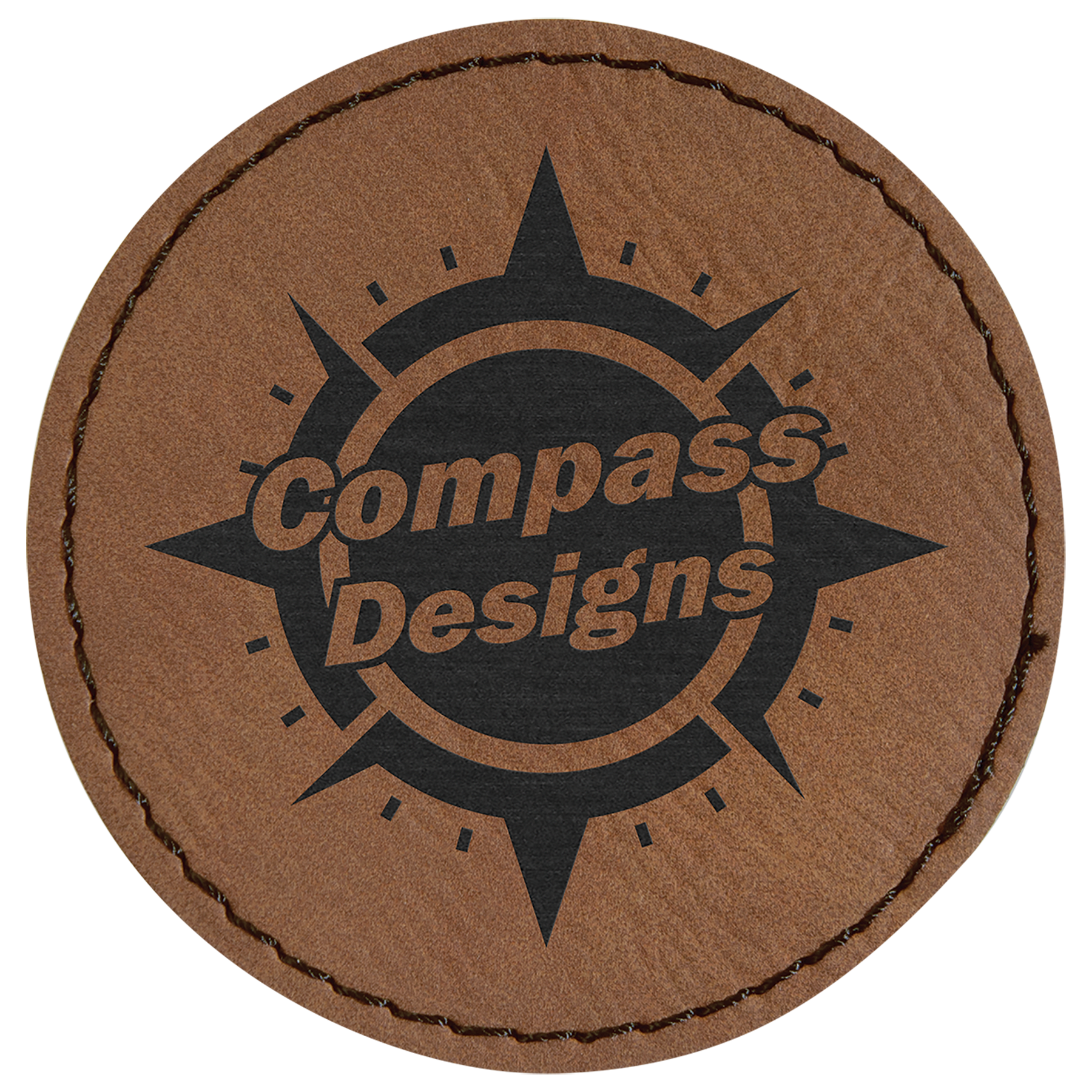 Dark Brown 2 1/2" Round Laserable Leatherette Patch with Adhesive