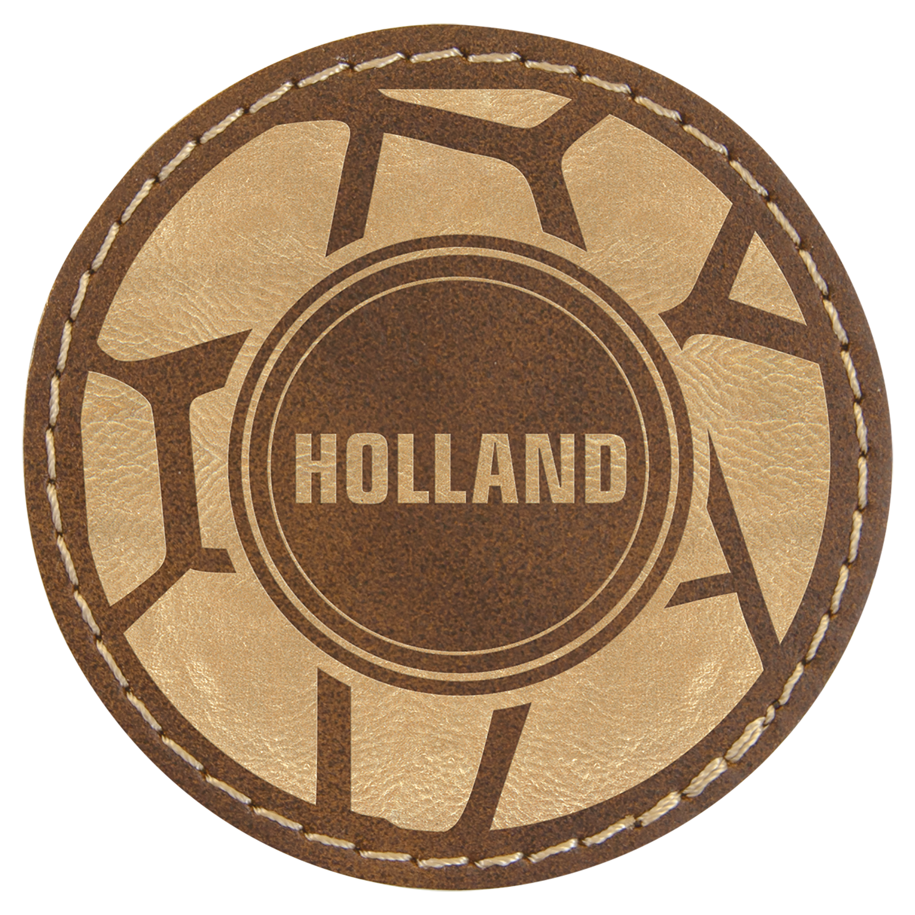 2 1/2" Round Rustic/Gold Laserable Leatherette Patch with Adhesive