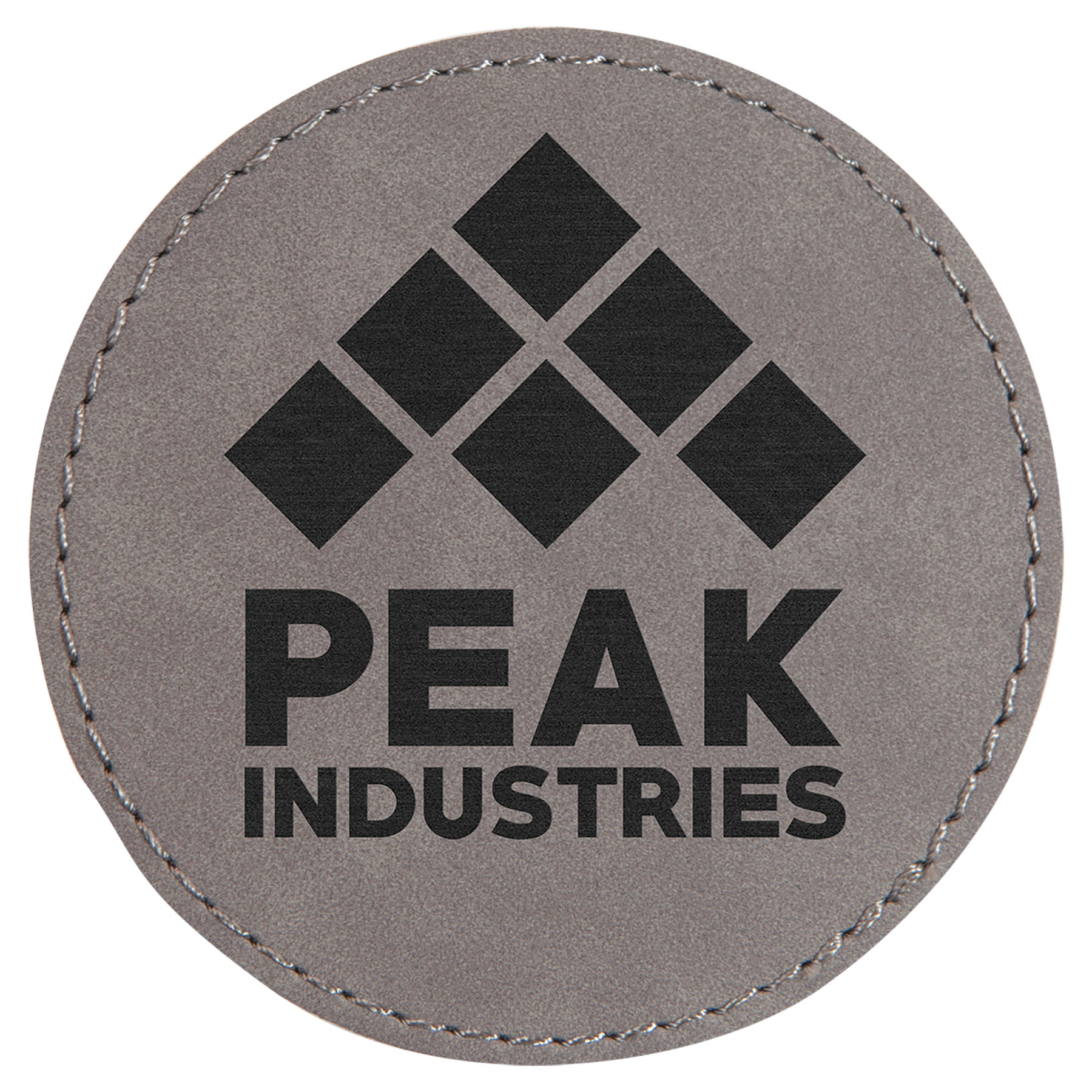 Gray 3" Round Laserable Leatherette Patch with Adhesive