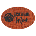 3" x 2" Oval Basketball Laserable Leatherette Patch with Adhesive