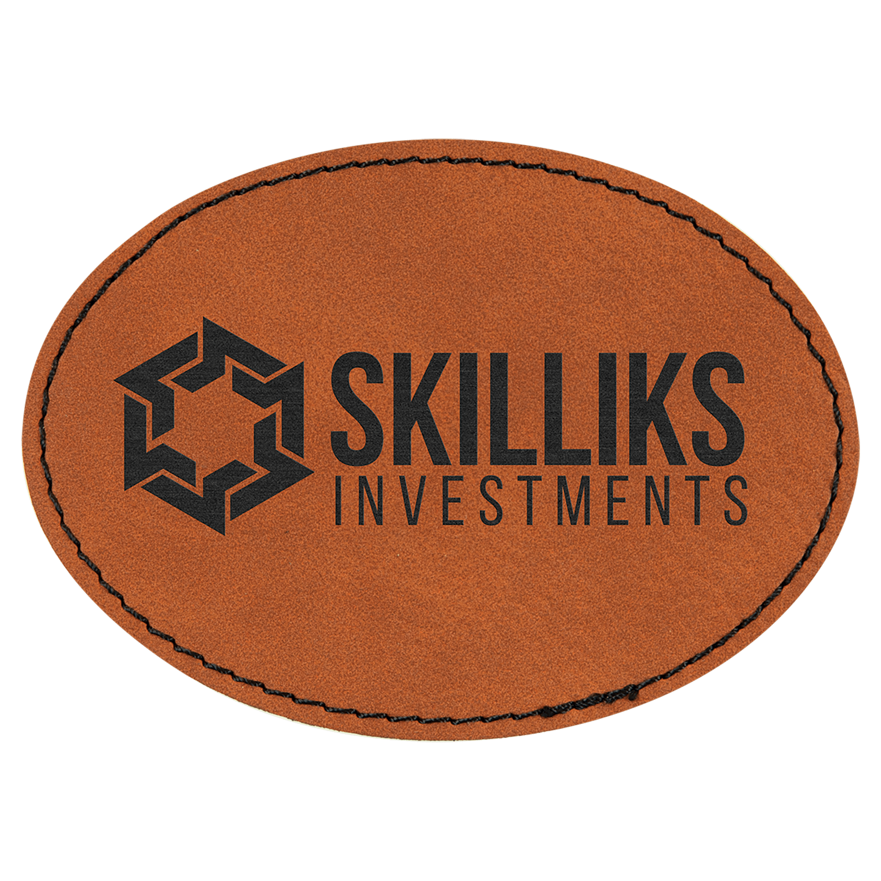 Rawhide 3 1/2" x 2 1/2" Laserable Leatherette Oval Patch with Adhesive