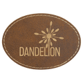 3 1/2" x 2 1/2" Rustic/Gold Laserable Leatherette Oval Patch with Adhesive