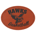 3 1/2" x 2 1/2" Basketball Laserable Leatherette Oval Patch with Adhesive
