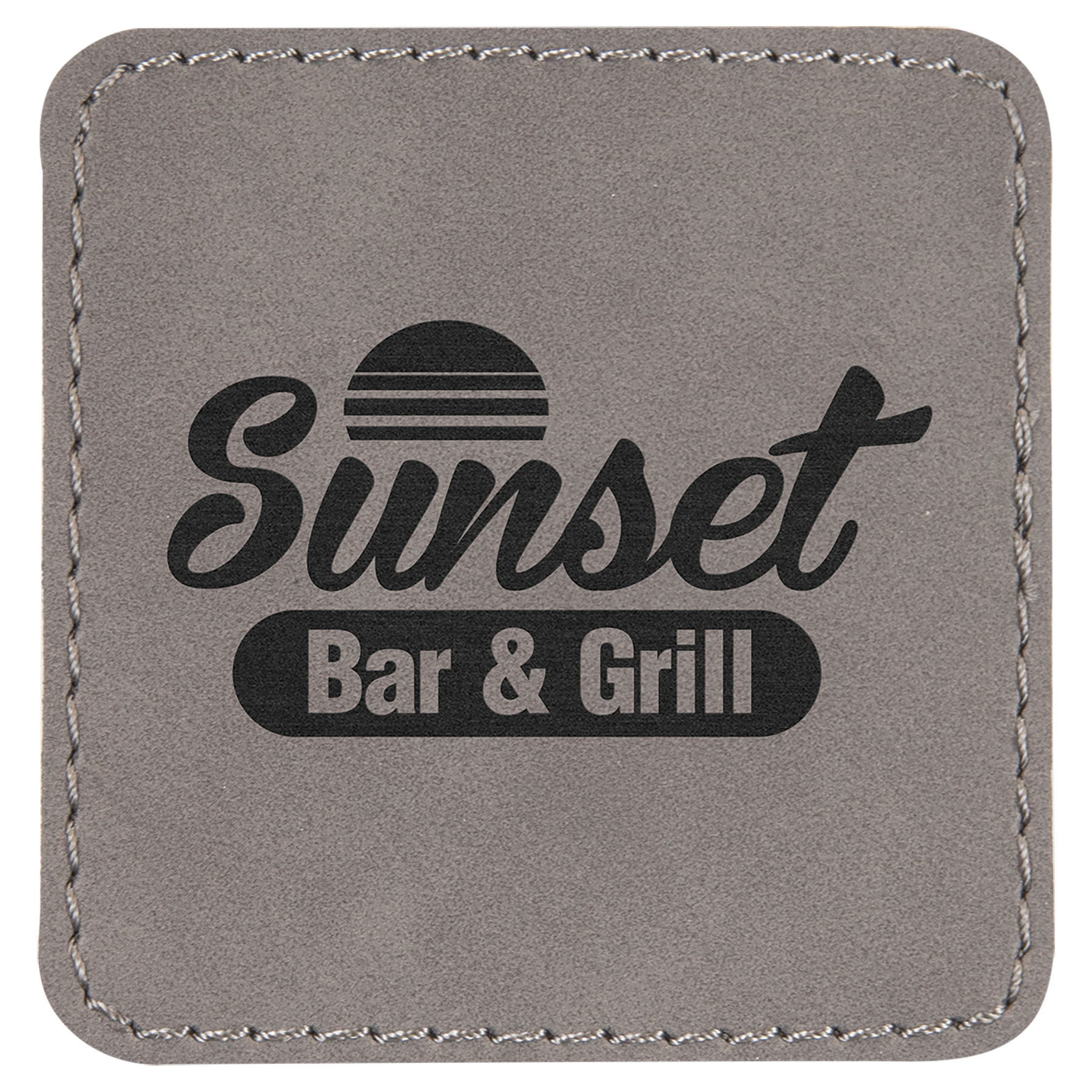 Gray 2 1/2" x 2 1/2" Square Laserable Leatherette Patch with Adhesive