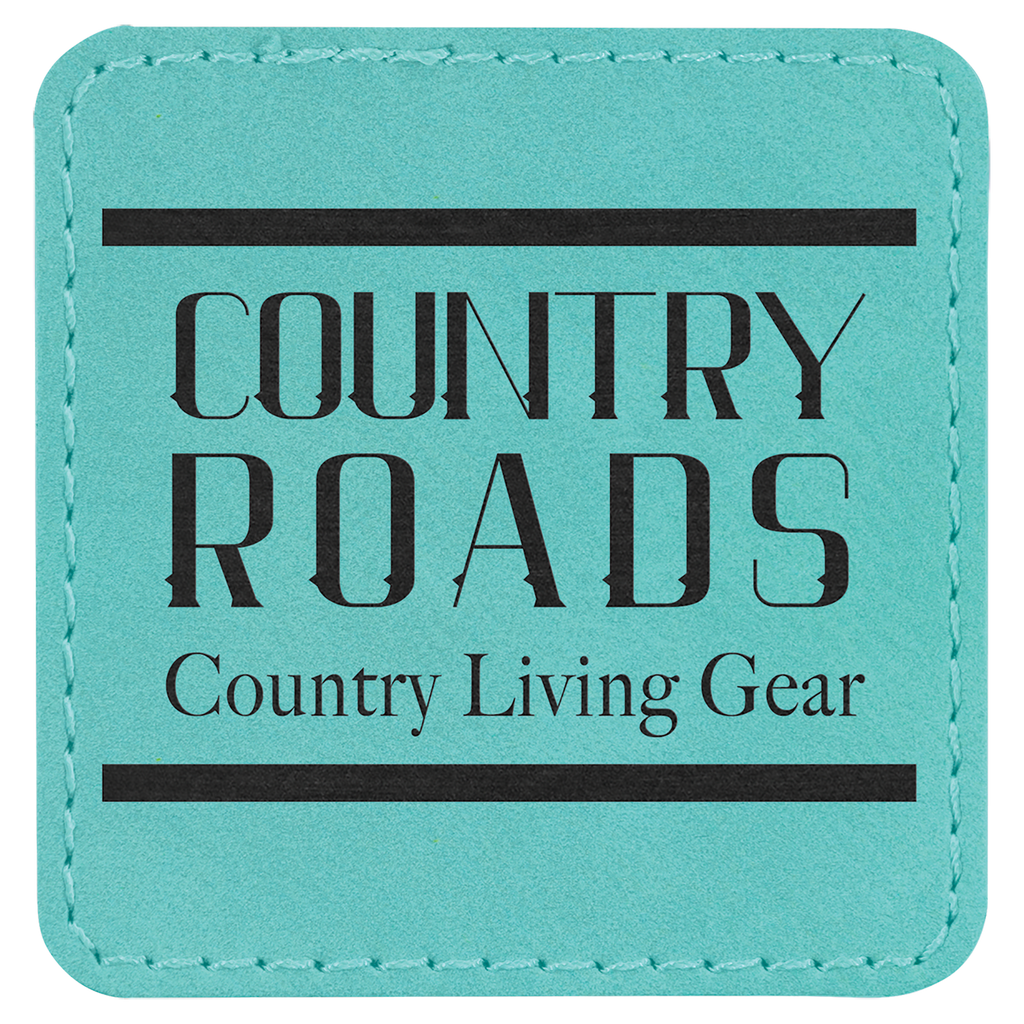 Teal 2 1/2" x 2 1/2" Laserable Leatherette Patch with Adhesive