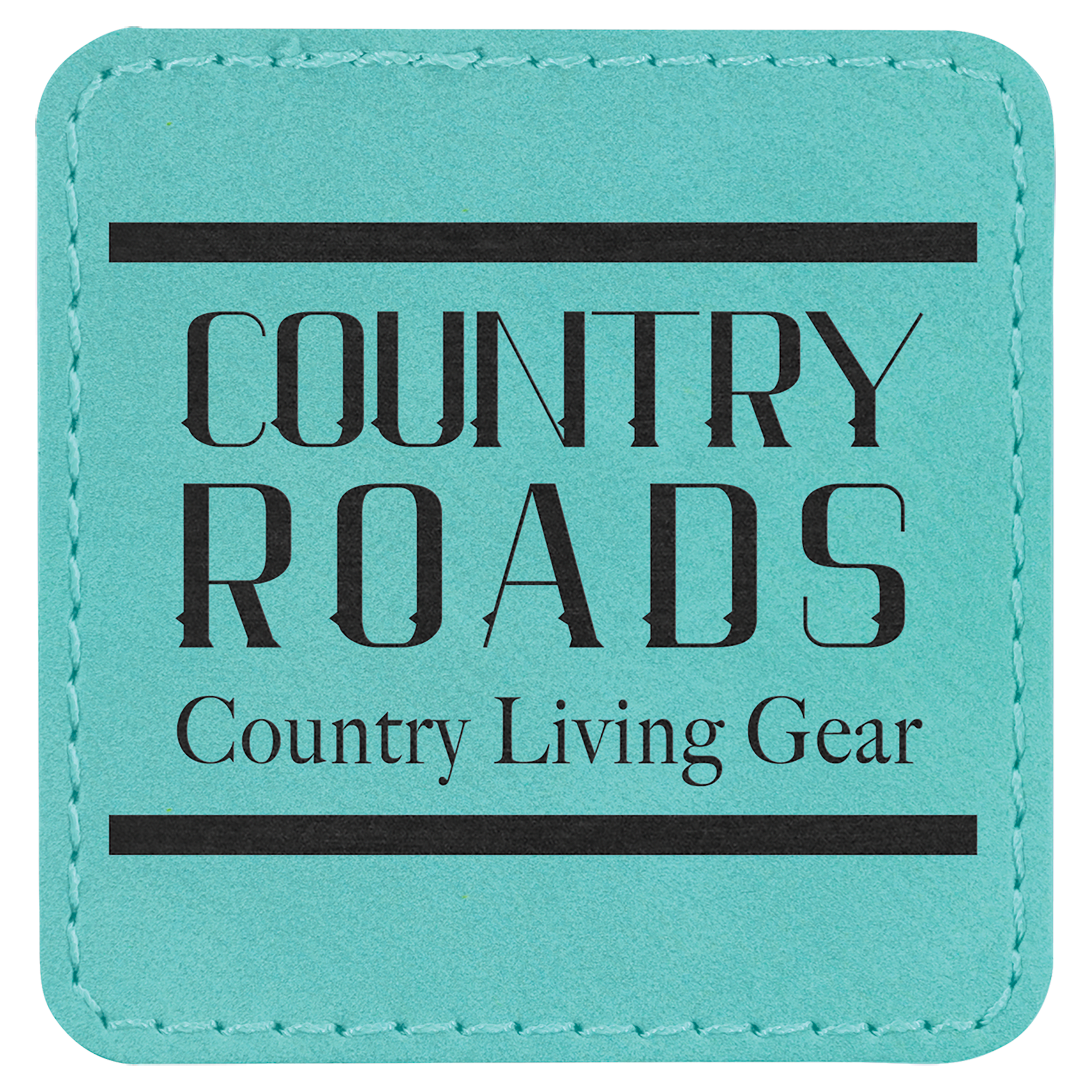 Teal 2 1/2" x 2 1/2" Laserable Leatherette Patch with Adhesive