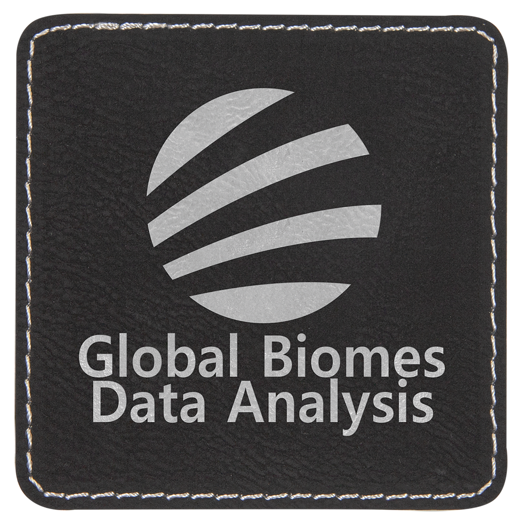 Black/Silver 3" x 3" Square Laserable Leatherette Patch with Adhesive