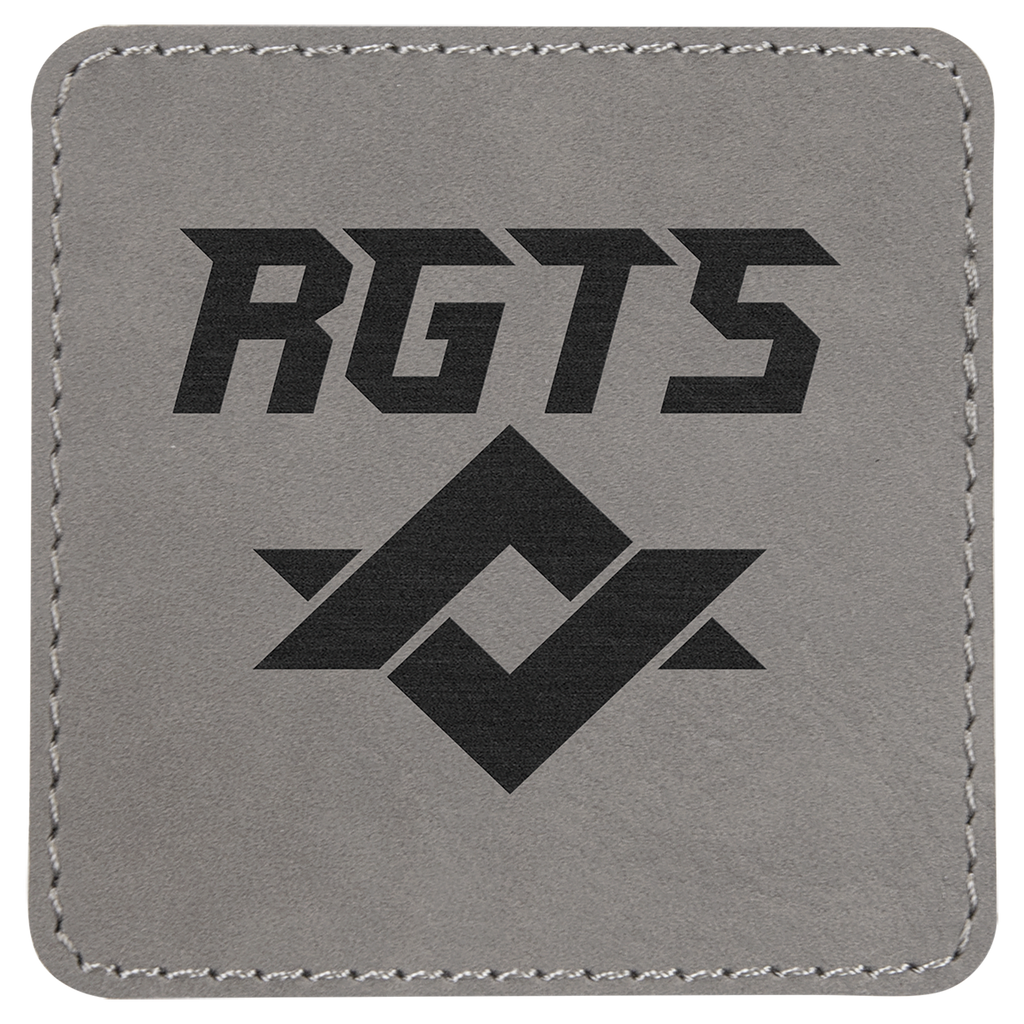 Gray 3" x 3" Square Laserable Leatherette Patch with Adhesive