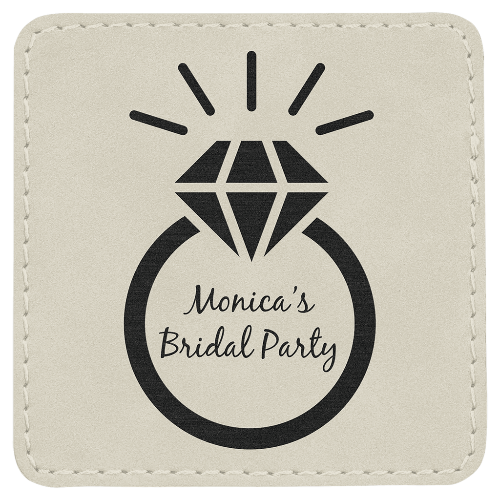 White 3" x 3" Square Laserable Leatherette Patch with Adhesive