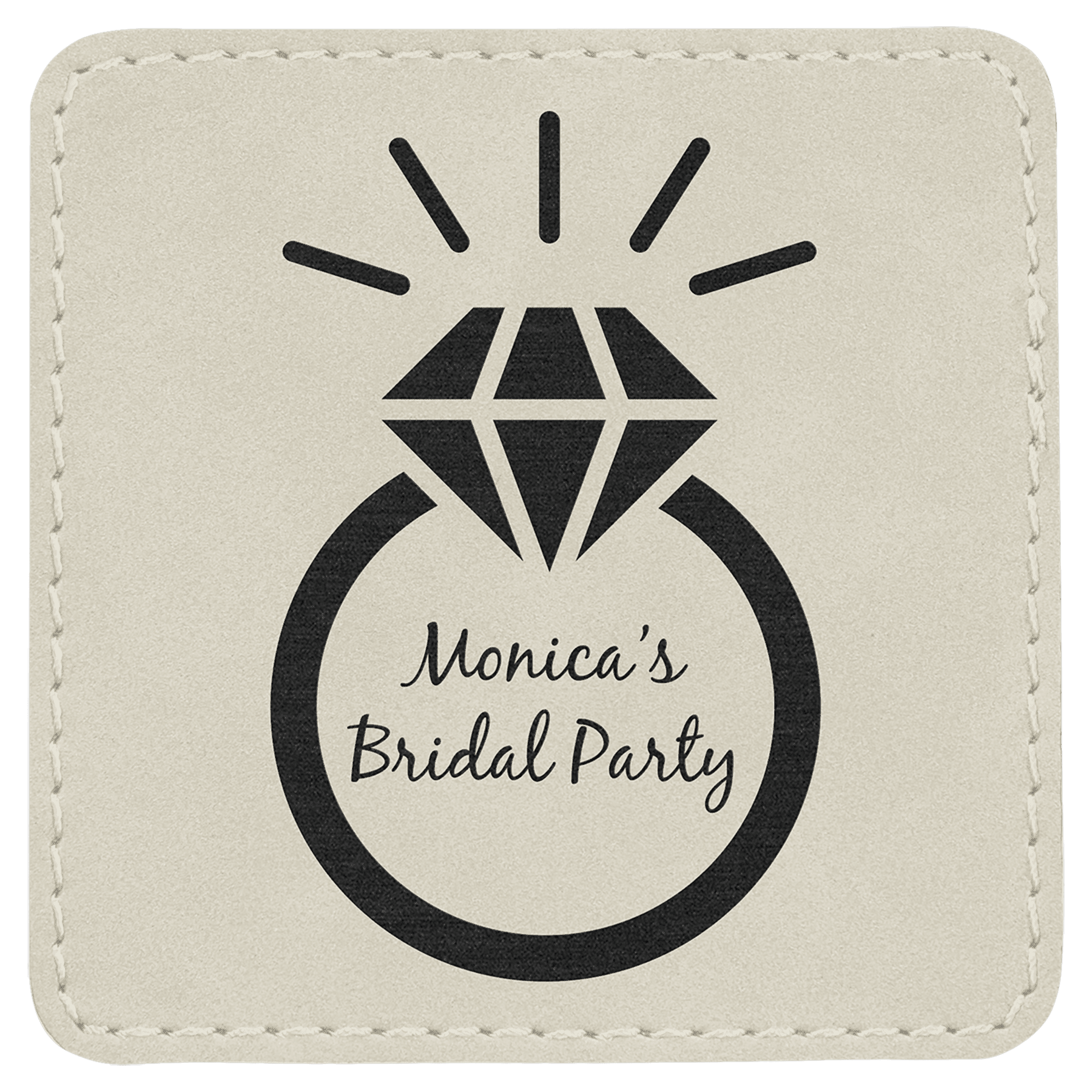 White 3" x 3" Square Laserable Leatherette Patch with Adhesive