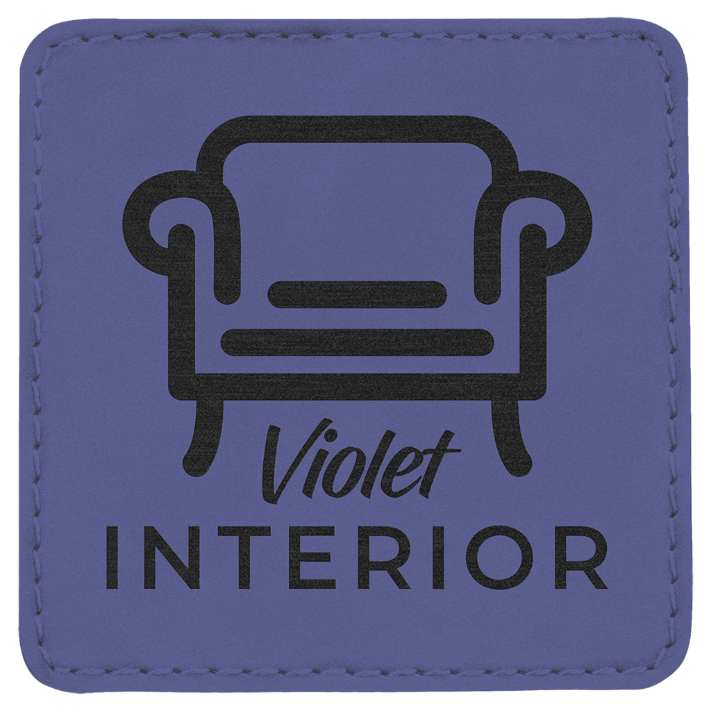 Purple 3" x 3" Square Laserable Leatherette Patch with Adhesive