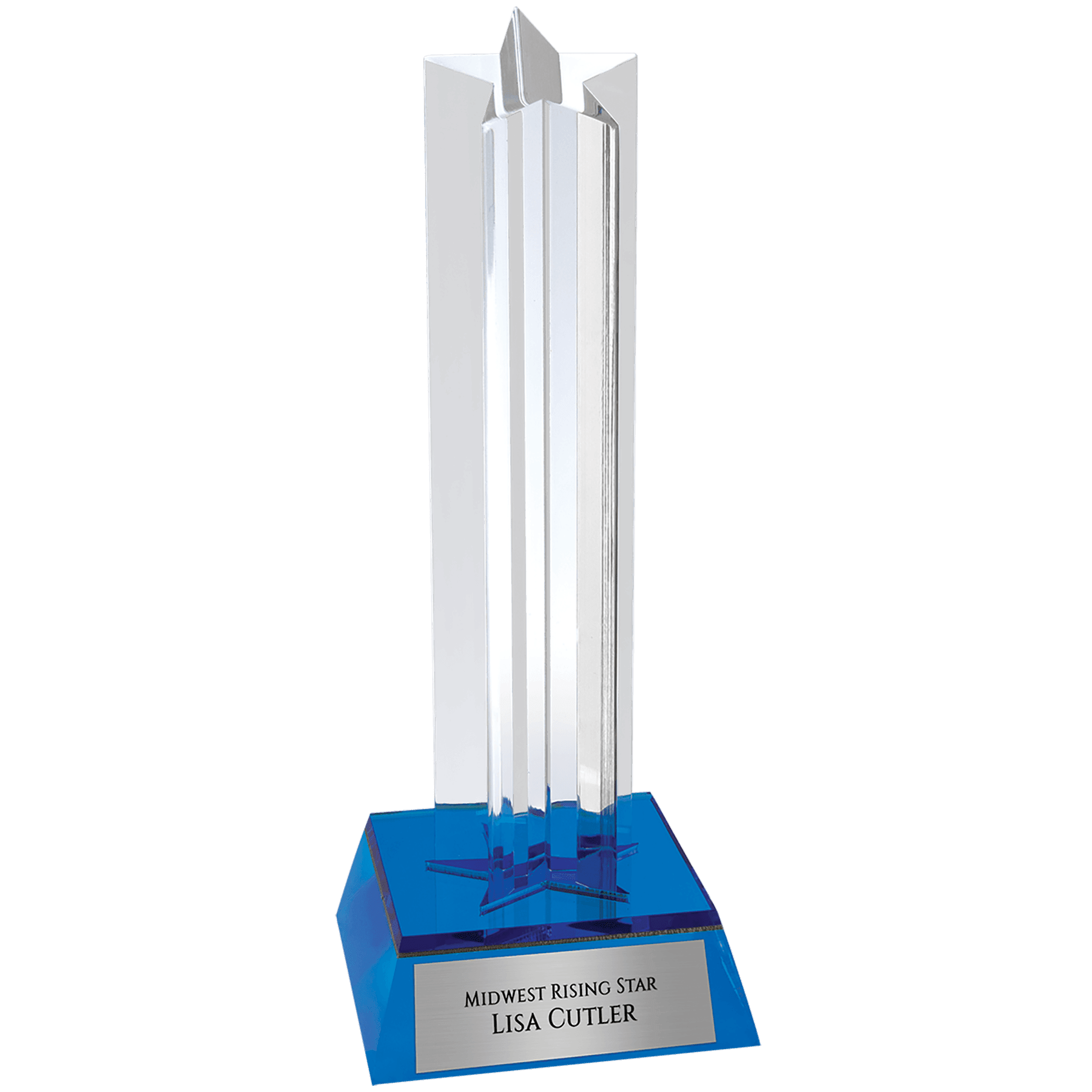 7 1/2" Blue Star Column Acrylic with Blue Base