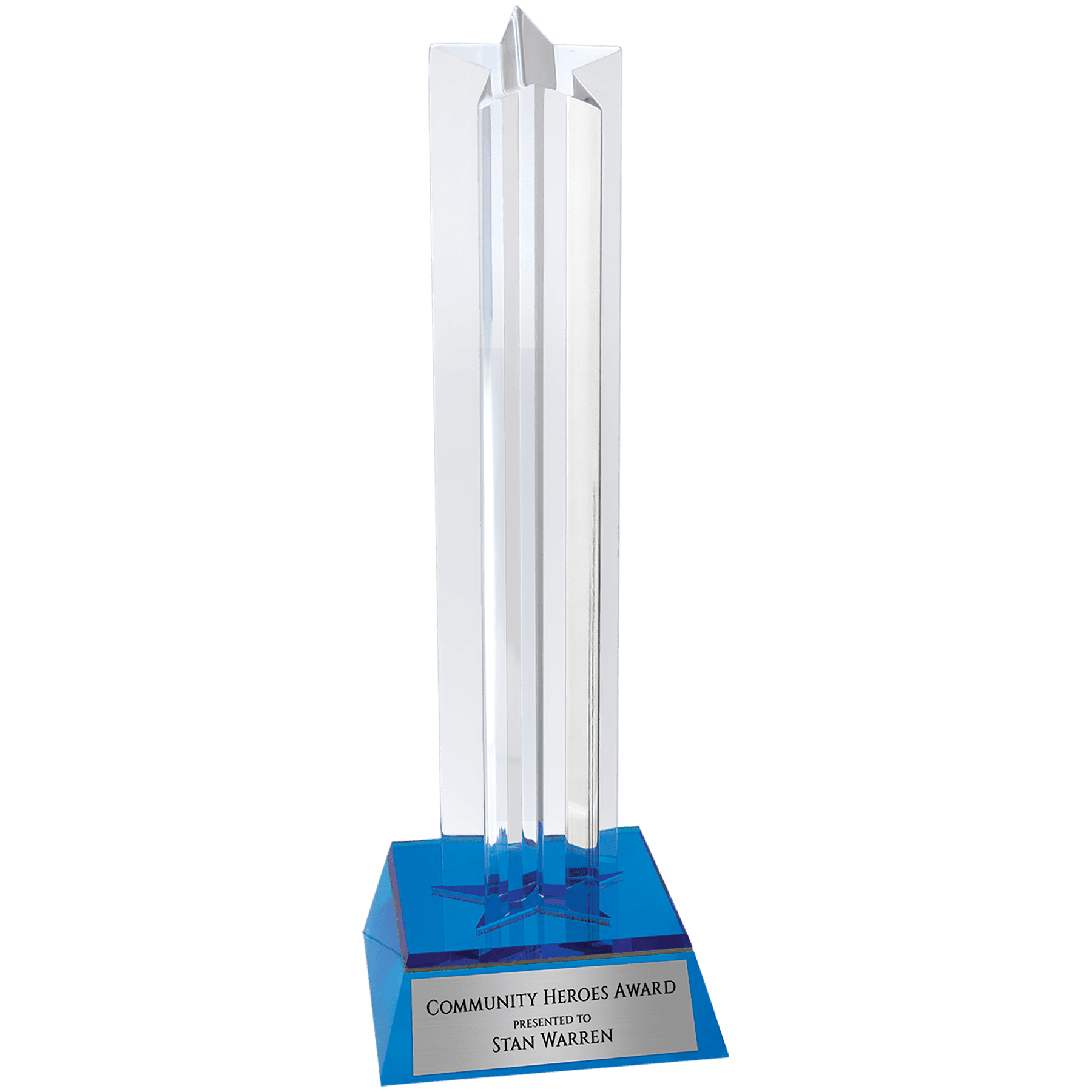 8 1/2" Blue Star Column Acrylic with Blue Base