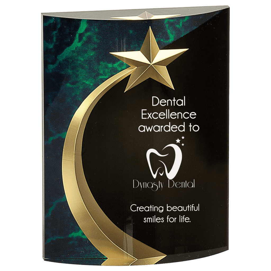 Green 6" Marble Rounded Shooting Star Acrylic