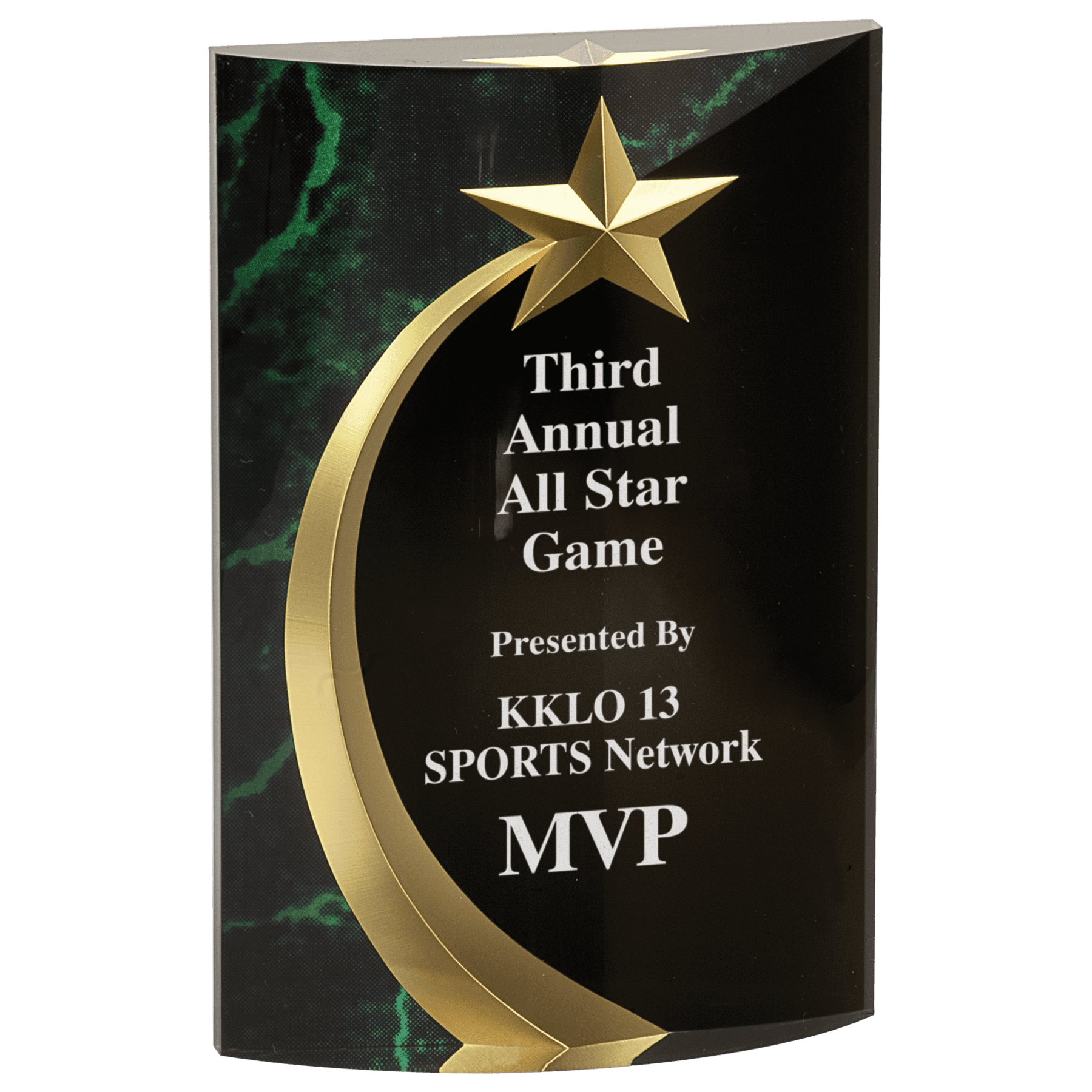 Green 6 3/4" Marble Rounded Shooting Star Acrylic