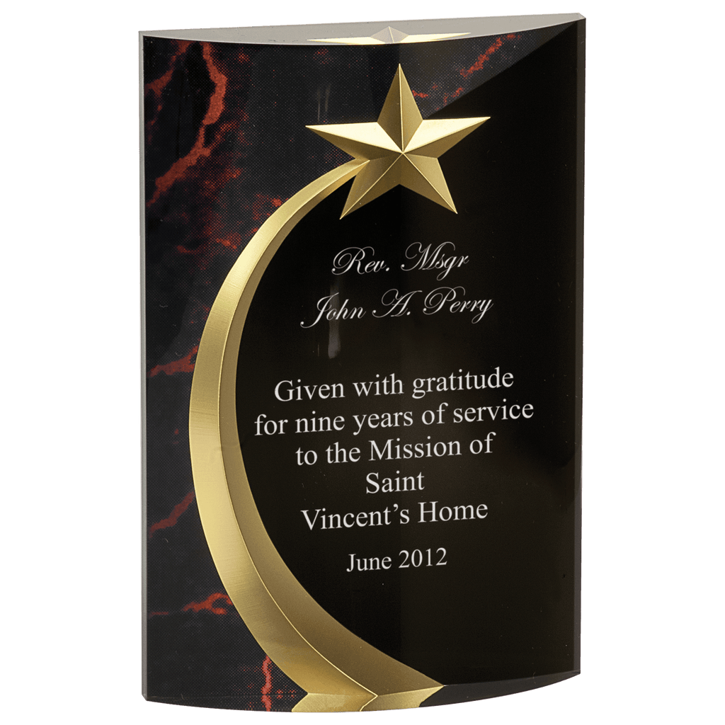 Red 6 3/4" Marble Rounded Shooting Star Acrylic