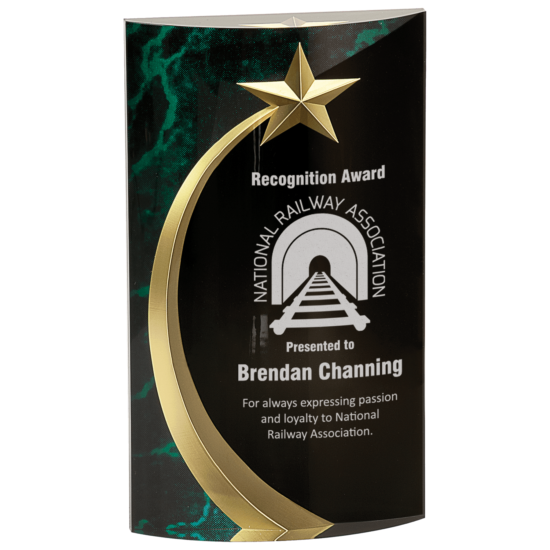 Green 7 3/4" Marble Rounded Shooting Star Acrylic